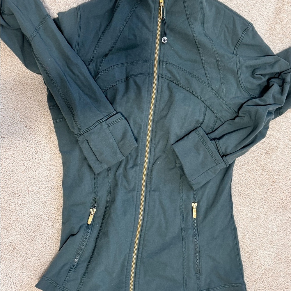 lululemon athletica Dark Green Utility Jacket with Gold Zippers